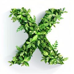 Sticker - The word X made of leaves. Easy to remove background. Tropical leaves collection.