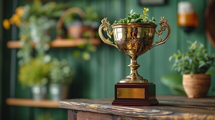 a brother's day trophy on a vivid green background