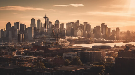 Canvas Print - a modern skyline, highlighting the architectural marvels and urban sprawl 