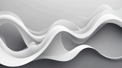 Wall Mural - Abstract white waves in motion on light grey background