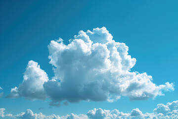 Wall Mural - a beautiful, fluffy cloud floating in a bright blue sky on a sunny day, capturing the serene and pea