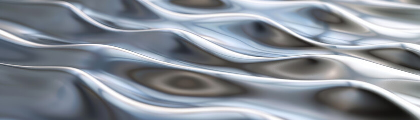 Poster - abstract metallic surface with wavy, reflective patterns creating a fluid, dynamic texture. perfect 