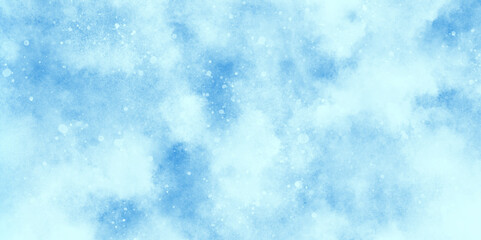 Wall Mural - abstract cloudy blue background with bokeh, beautiful blue watercolor background with glitter partic