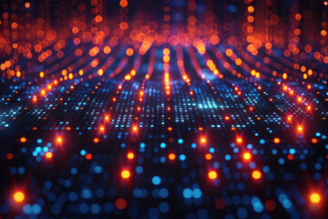 Poster - abstract digital technology background with glowing red and blue lights. futuristic data visualizati