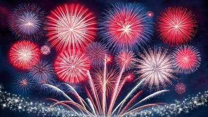 Wall Mural - Fireworks background, 4th of july, fireworks on Independence Day