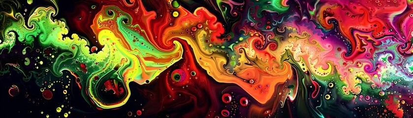 a colorful abstract painting featuring a red, yellow, green, and blue design on a isolated background