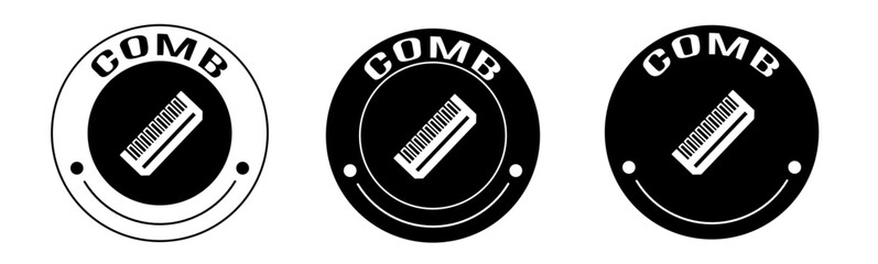 Black and white illustration of comb icon in flat. Stock vector.