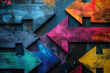 Colorful Wooden Arrows Abstract Art.
