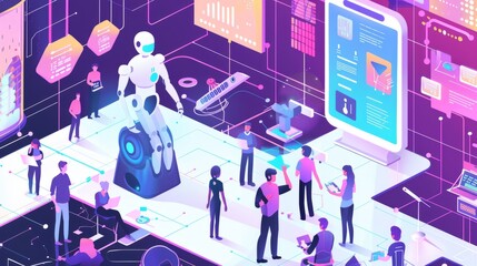 Wall Mural - illustration of artificial intelligence technology background concept