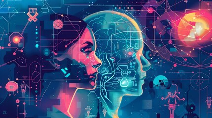 Wall Mural - illustration of artificial intelligence learning some knowledge