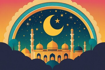 Wall Mural - The Art of Ramadan and Eid al-Adha Decorations Illuminating Islamic Celebrations