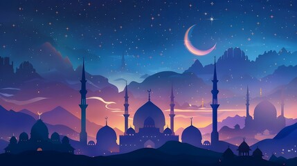 Wall Mural - Eid al-Adha and Eid Mubarak banners