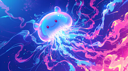 Poster - a jellyfish shooting electricity, cool pose