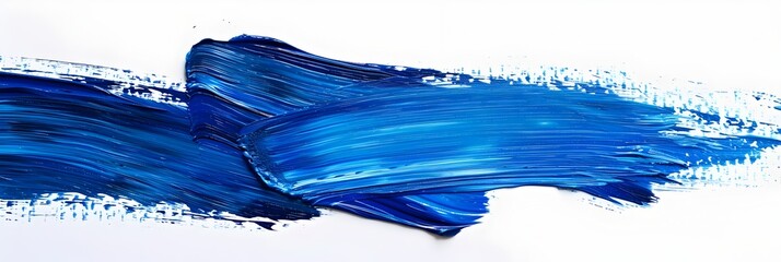 Poster - Blue oil paint brush strokes isolated on a white background, in high definition
