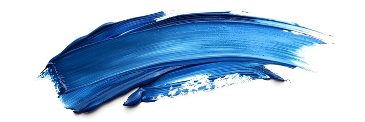 Poster - Blue oil paint brush strokes isolated on a white background, in high definition
