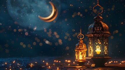 Wall Mural - Eid Mubarak Islamic celebration social media banner, Ramadan Kareem, Ramadan crescent moon, and Eid Mubarak post template, Islam