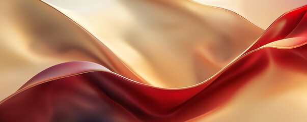 Wall Mural - a close up of a red and gold fabric with a white background