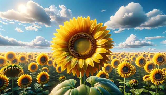 Beautiful scenery of sunflowers