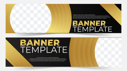 Wall Mural - banner design template gold with black background for business elegant luxury