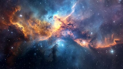 Wall Mural - Animated background of nebula in space, traveling through space. looping time-lapse video background