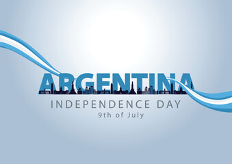 Wall Mural - happy independence day Argentina 9th of July greetings. vector illustration design.