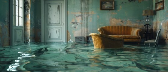 Wall Mural - Room floor submerged in water