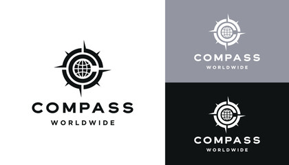 Poster - Initial Letter C Compass with Globe for Logo Design for Directions or Global Business Around the World