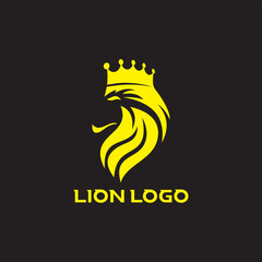 Poster - Royal king lion crown symbols. Elegant gold Leo animal logo. Red, White and Premium luxury brand identity icon. Vector illustration.