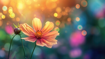 Poster - Colorful Flower with Bokeh Background