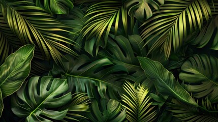 Wall Mural - Nature Leaf Texture. Nature background, closeup nature view of abstract green texture, tropical leaf. abstract green texture