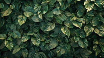 Wall Mural - Nature background, closeup nature view of abstract green texture, tropical leaf. abstract green texture