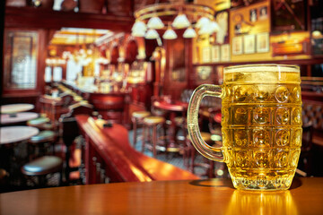 Ice cold beer in a cosy pub.