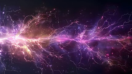 Wall Mural - A flash of lightning and thunder spark on a transparent background. Modern lightning, electricity blast, or thunderbolt in the sky. Natural phenomenon of nerve cells or neural systems.