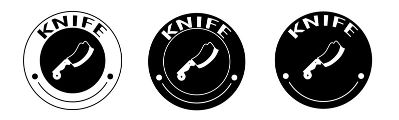 Black and white illustration of knife icon in flat. Stock vector.