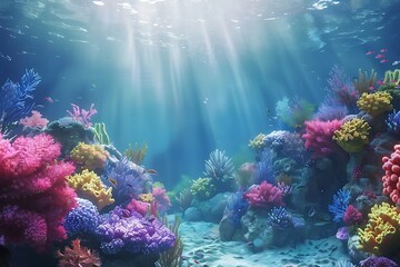 Stunning coral reef in sea, Seamless Animation Video Background in 4K Resolution