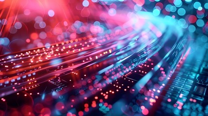 Wall Mural - close-up of network cables with a fiber optical background, highlighting the critical infrastructure