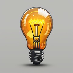 Wall Mural - Illuminated Light Bulb With Glowing Filament illustration on isolated