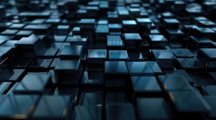 Poster - Abstract 3D background with intricate cube patterns, offering a clear area for text in the upper third of the image.