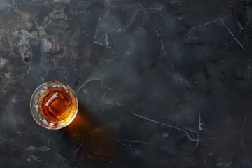 Poster - Glass of whiskey on a dark surface