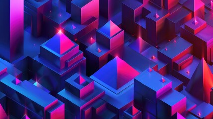 Poster - Bold isometric design with a mix of cubes and pyramids, offering ample space for text in the middle