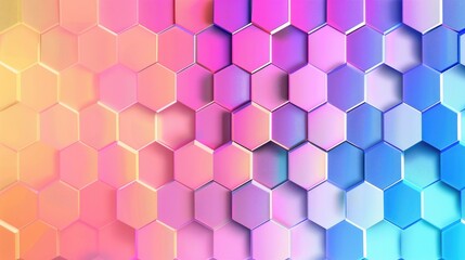 Poster - Colorful gradient geometric background with hexagonal patterns and a clear area for text, perfect for digital designs