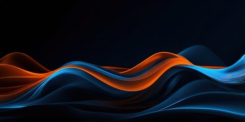 Aufkleber - Abstract background waves newsletter footer, gray and blue, simple orange neon line