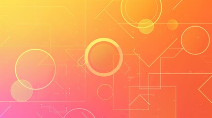 Poster - Dynamic gradient geometric background with circles and squares, providing a central area for adding text