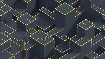 Poster - Elegant isometric pattern with subtle 3D effects, featuring an open space for text in the top left corner