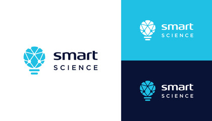 Poster - Modern Light Bulb with Global Connection Network Digital Link Dots Logo Design