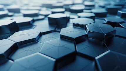Poster - Futuristic 3D background with hexagonal and polygonal patterns, leaving room for text at the bottom.