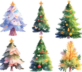 Poster -  christmas tree watercolor clipart
