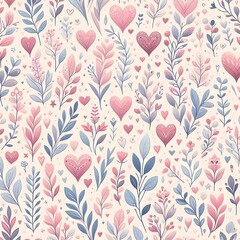 Wall Mural - Tiny ditsy Heart pattern, wallpaper, pastel, pink colors, tileable