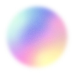 Wall Mural - blur gradient circle with grain noise texture, neon hologram iridescent color blurry shape isolated 