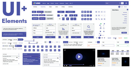 Fototapete - These graphic components provide a comprehensive approach to the development of interfaces that meet modern requirements for functionality and aesthetics in Internet resources.